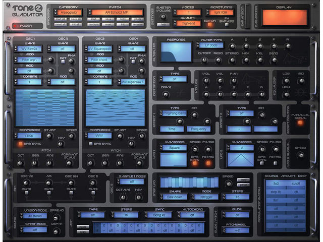 blank The interface pops open to reveal all Gladiator's functions.